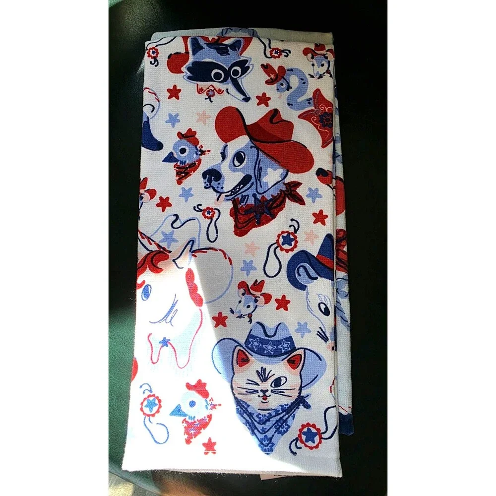 Celebrate Together Americana Kitchen Towels Dogs  Set of 2 New w Tags